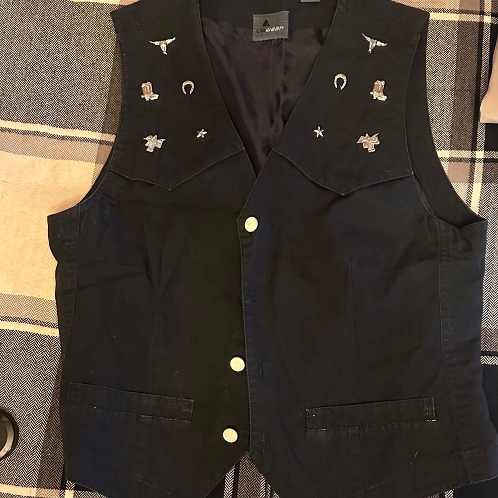 Black Embroidered Women's Vest